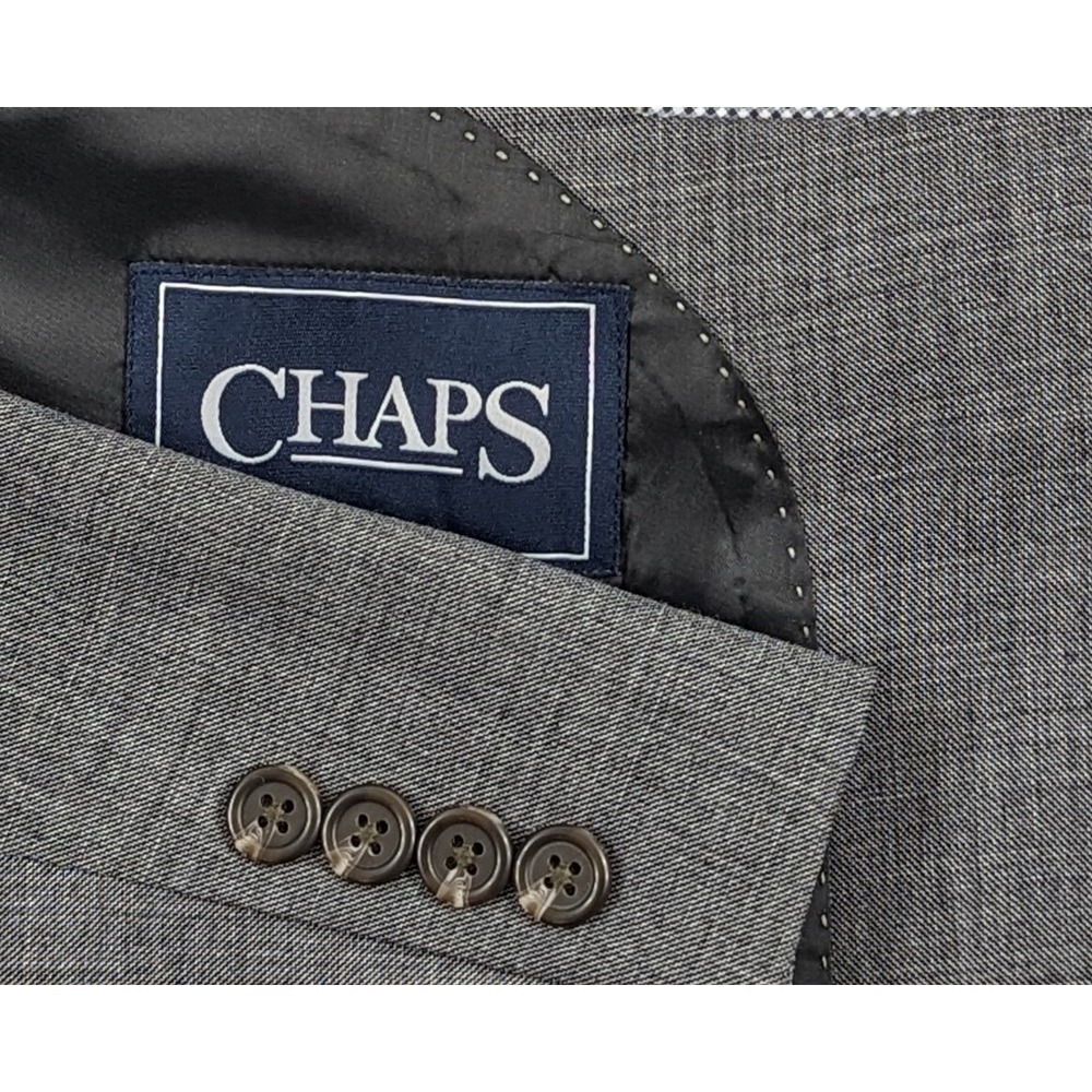 Mens Chaps Blazer‎ Sport Coat Sport Jacket Wool Blend 42R Dark Gray Crosshatch